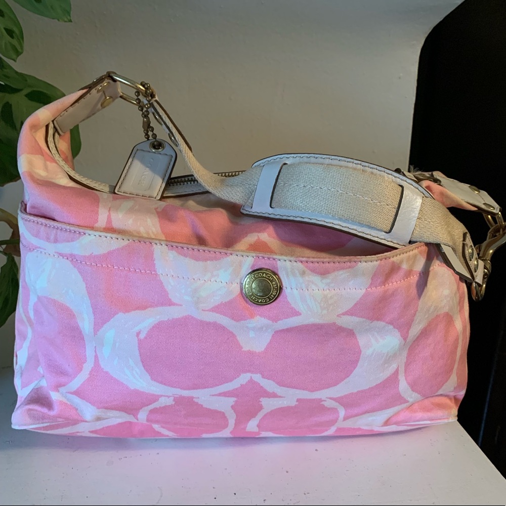 Large Coach Signature Scribble Hobo Purse